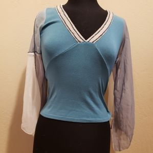 Moon Stars Velvet beaded trim blue fairy top NWT M